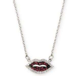 Betsey Johnson Silver-tone Lips Pendant Necklace